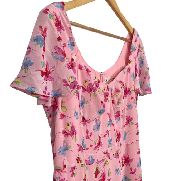 Nanette Lepore Pink Multi Floral Lined Midi Dress Sweetheart Neckline Women’s 6 - Picture 5 of 11